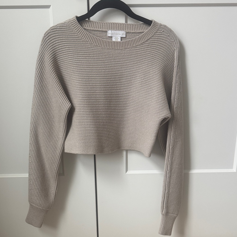 NEW House of Harlow 1960 Beige Ribbed Sweater